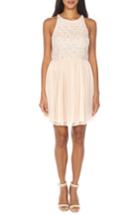 Women's Lace & Beads Picasso Sequin Cocktail Dress - Beige