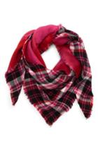 Women's Bp. Reversible Plaid Triangle Scarf, Size - Pink