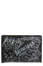 Balenciaga Graffiti Embellished Lambskin Pouch - Black