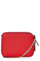 Topshop By Ona Boxy Faux Leather Crossbody Bag - Red