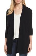 Women's Halogen Three-quarter Sleeve Cashmere Cardigan, Size - Black