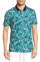Men's Ted Baker London Legolf Leaf Print Golf Polo (m) - Green