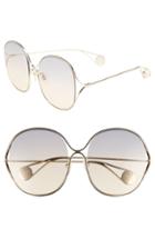 Women's Gucci 57mm Round Sunglasses - Gold/ Pearl/ Grey/ Yellow