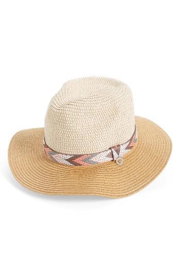 Women's Nyc Underground Geo Band Straw Panama Hat - Brown