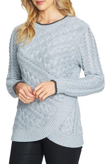 Women's Cece Double Layer Cable Stitch Sweater, Size - Grey