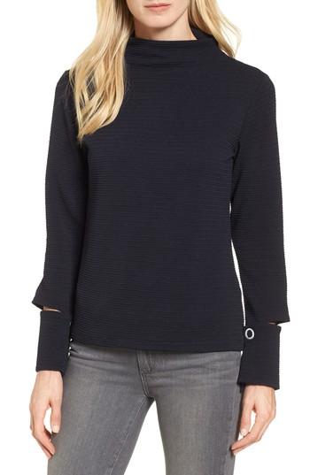 Petite Women's Bobeau Split Cuff Top P - Blue