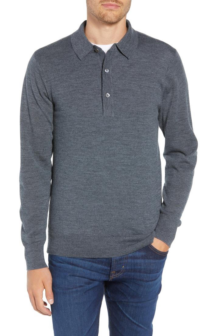 Men's Bonobos Slim Fit Long Sleeve Merino Wool Polo