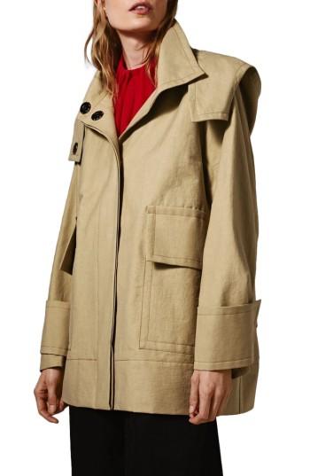 Women's Topshop Boutique Hooded Parka Us (fits Like 0) - Beige