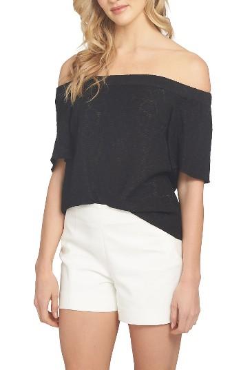 Women's 1.state Flounce Off The Shoulder Blouse - Black