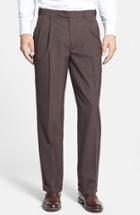 Men's Berle Self Sizer Waist Pleated Trousers X Unhemmed - Brown