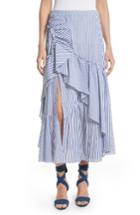 Women's Tanya Taylor Jules Menswear Stripe Skirt - Blue