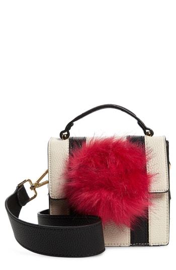 Jules Kae Mel Faux Fur Pompom Crossbody Bag - White