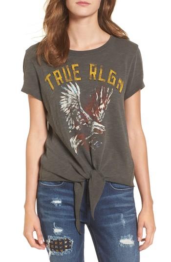 Women's True Religion Brand Jeans Eagle Tie Front Tee