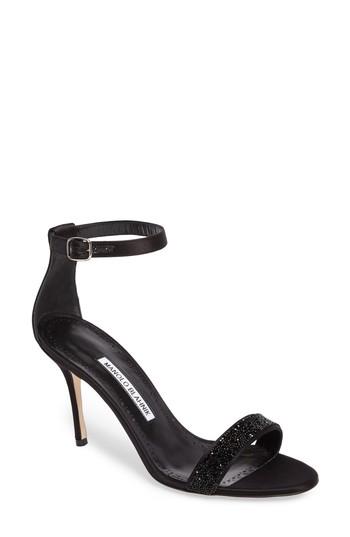 Women's Manolo Blahnik Chaos Ankle Strap Sandal Us / 35eu - Black