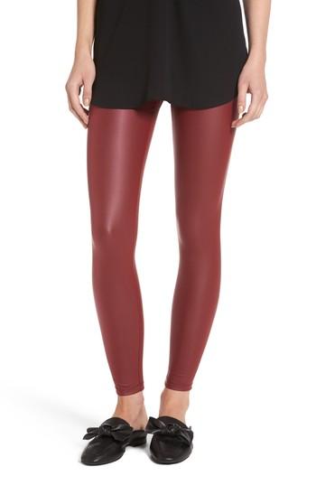 Women's Yummie Tony Faux Leather Leggings - Burgundy