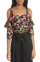 Women's Milly Calla Lily Cold Shoulder Silk Blouse - Black