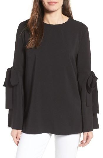 Women's Halogen Tied Bell Sleeve Top - Black