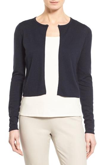 Women's T Tahari 'avital' Crop Cardigan - Blue