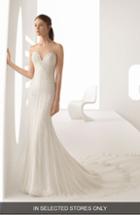Women's Rosa Clara Kamille Plunging V-neck Beaded Trumpet Gown, Size - Ivory