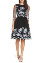 Women's Chi Chi London Baroque Embroidered Flower Tea Dress - Black