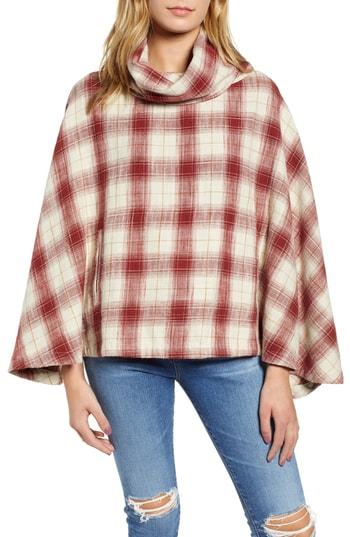 Women's Ag Ronnie Plaid Poncho - Red