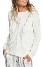Women's Roxy Glimpse Of Romance Cable Knit Sweater - White