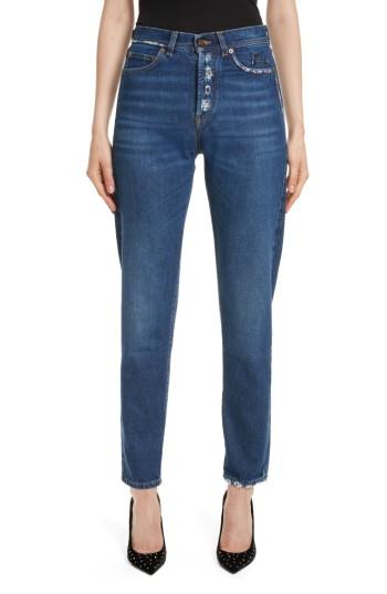 Women's Saint Laurent Embroidered Jeans - Blue