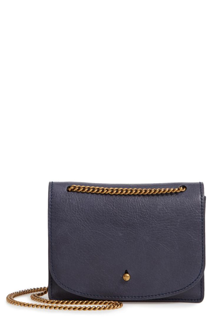 Women's Madewell Leather Crossbody Wallet - Blue
