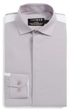Men's Topman Slim Fit Contrast Stripe Woven Shirt, Size - Grey
