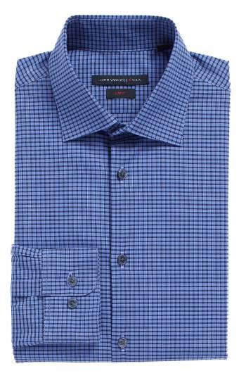 Men's John Varvatos Star Usa Slim Fit Stretch Check Dress Shirt .5 R - Purple