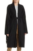Women's Robert Rodriguez Fringe Detail Boiled Wool Wrap Coat - Black