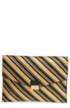 Dries Van Noten Stripe Canvas Large Canvas Envelope Clutch - Black