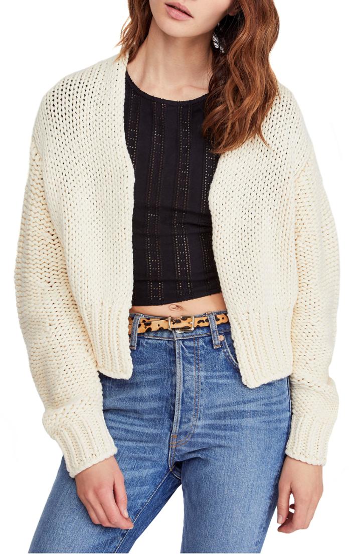 Women's Free People Glow For It Cardigan - Ivory