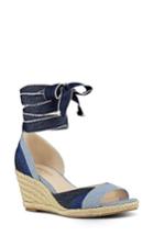 Women's Nine West Jaxel Ankle Tie Wedge Sandal M - Blue