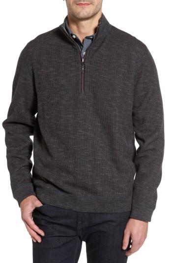Men's Tommy Bahama Flipsider Reversible Quarter-zip Pullover - Black