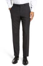 Men's Boss Leenon Flat Front Check Wool Trousers R - Black
