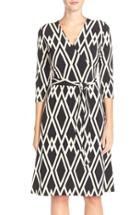 Women's Leota Print Jersey Faux Wrap Dress - Black