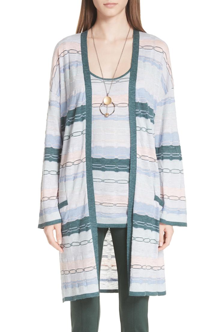 Women's St. John Collection Modern Heritage Chain Knit Cardigan - Grey