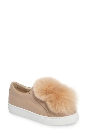 Women's Here / Now Arian Genuine Fox Fur Trim Sneaker M - Beige