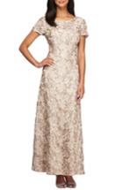 Petite Women's Alex Evenings Embellished Lace Gown P - Beige