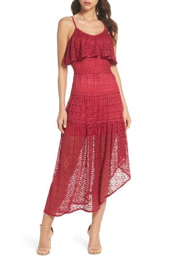 Women's Foxiedox Rayna Asymmetrical Lace Dress - Burgundy