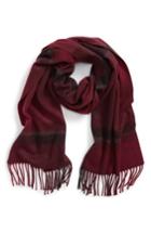 Men's Hickey Freeman Ombre Exploded Plaid Cashmere Scarf, Size - Red