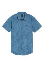 Men's Rvca Grid Woven Shirt, Size - Blue