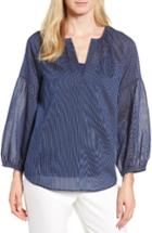 Women's Nordstrom Signature Stripe Cotton & Silk Top - Blue