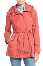 Women's Cole Haan Packable Belted Rain Coat - Red