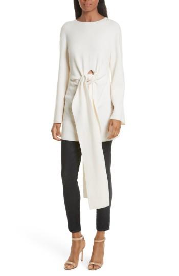 Women's Milly Twist Tie Stretch Wool Sweater Tunic, Size - White