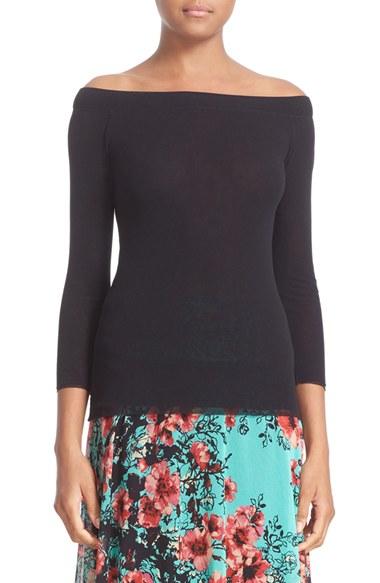 Women's Fuzzi Tulle Boatneck Top - Black