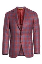 Men's Canali Regular Fit Wool Blend Plaid Sport Coat Us / 52 Eu R - Red