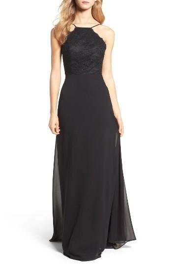 Women's Hayley Paige Occasions Lace Halter Gown