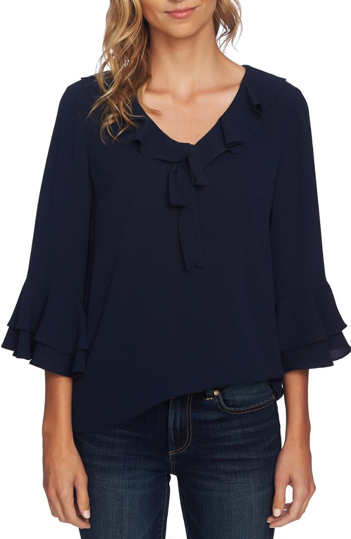 Women's Cece Tiered Sleeve Ruffle Blouse, Size - Blue